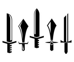 knight swords icons set vector