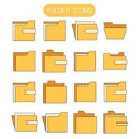 yellow folder and archive file icons vector