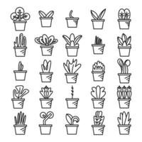 houseplant icons line illustration vector