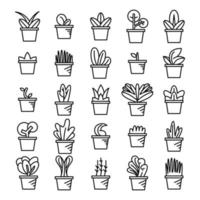 plant pot icons set vector