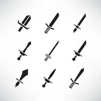 sword and dagger icons set vector