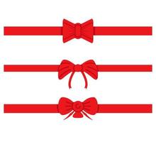 red ribbon and bow tie for gift decoration set vector