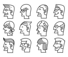 people face profile avatars set vector