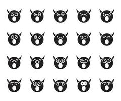 amazed devil and demon emoticons set vector