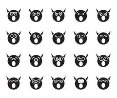 amazed devil and demon emoticons set vector