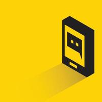 smartphone and message icon on yellow background vector