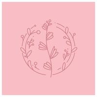 floral wreath for card decoration illustration pink background vector