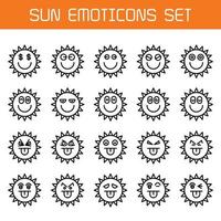 smile sun emoticon line illustration vector