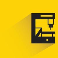 cnc machine icon yellow background vector illustration