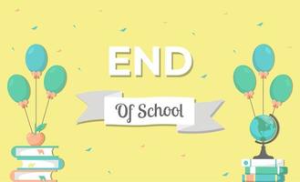 End of School Colorful Background with Decorations and Confetti vector