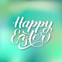 Happy Easter calligraphy hand lettering on green gradient background. Easter typography poster. Easy to edit template for party invitation, greeting card, banner. Spring holidays vector illustration.