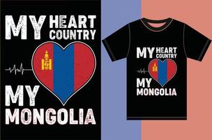 mi corazón, mi país, mi mongolia. diseño vectorial de tipografía vector