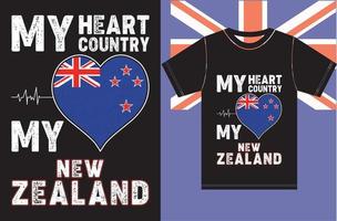 My Heart, My Country, My New Zealand. New Zealand Flag T shirt Design vector