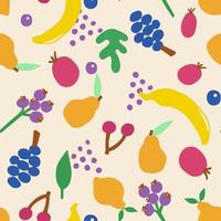 Abstract Seamless pattern. Hand drawn fruit in a simple shape vector
