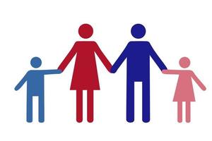 Pictograph of people. Flat icon modern family. Father, mother and children holding hands. Icon of trust, friendship and mutual support for templates and web design vector