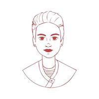 Portrait of a young girl. The face of a stylish abstract woman with fashionable hair. Line art. Coloring for children. vector