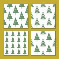 A set of seamless patterns of stylized simple shape Christmas trees vector