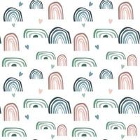 Seamless pattern. Hand drawn rainbow pattern in boho style. Abstract minimalist elements. vector