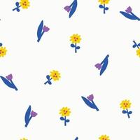 Seamless natural pattern of flowers in a simple shape vector