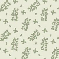Seamless pattern of different types of field grasses and branches. Plant ornament of simple botanical elements. vector