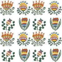 Ethnic abstract seamless patterns in bright colors vector