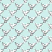 Seamless pattern with a dove and an olive branch. Pigeon a symbol of peace vector