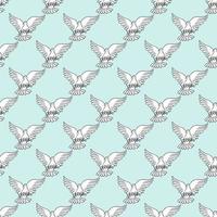 Seamless pattern with a dove and an olive branch. Pigeon a symbol of peace vector