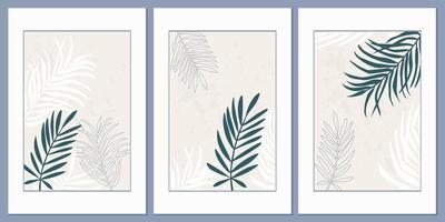 Tropical palm leaves on a beige background vector