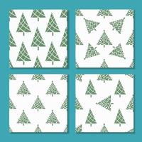 A set of seamless patterns of stylized simple shape Christmas trees vector