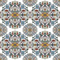 Seamless pattern. Flowers, branches and leaves in botanical composition. Vegetal natural ornamentation. Various abstract shapes and lines vector