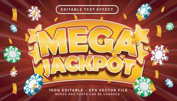 mega jackpot 3d text effect and editable text effect vector