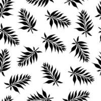 hermoso patrón vectorial sin costuras con hojas de plantas. impresión abstracta con ramas y hojas sobre un fondo blanco. elegante adorno botánico para textiles y embalajes. garabato negro dibujado a mano vector