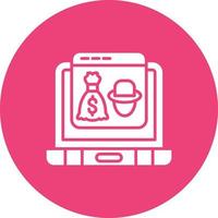 Online Robbery Glyph Circle Background Icon vector