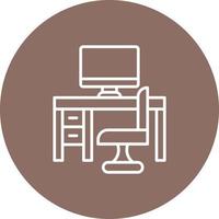 Computer Table Line Circle Background Icon vector