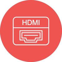 icono de fondo de círculo de línea de puerto hdmi vector