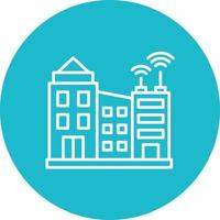 Smart City Line Circle Background Icon vector