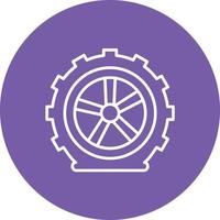 Flat Tire Line Circle Background Icon vector