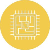 Microchip Line Circle Background Icon vector