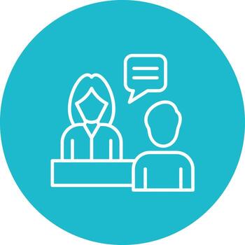 icono de fondo de círculo de línea de entrevista vector