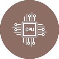 CPU Processor Line Circle Background Icon vector