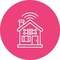 Smart House Line Circle Background Icon vector