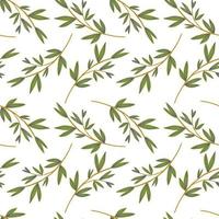 Seamless pattern with branches and leaves. Botanical elements background. Leaf ornament. vector