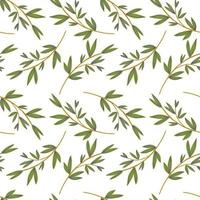 Seamless pattern with branches and leaves. Botanical elements background. Leaf ornament. vector