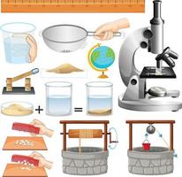Science equipments on white background vector