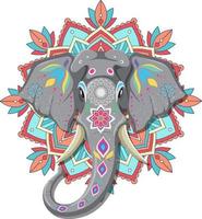 Painted Indian elephant on white background