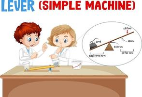 Levers science experiment with scientist kids vector