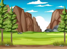 Scene with green field and mountain vector