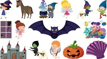 Set of fantasy cartoon characters vector