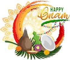 Onam Hindu harvest festival poster vector