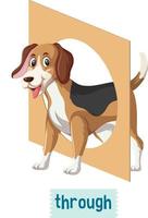 Preposition of place with cartoon dog and a box vector